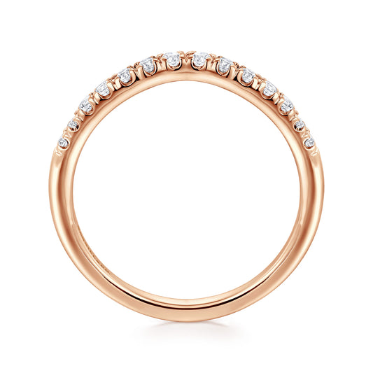 Curved-14K Rose Gold Diamond Anniversary Band — Gabriel & Co. AN11013K44JJ