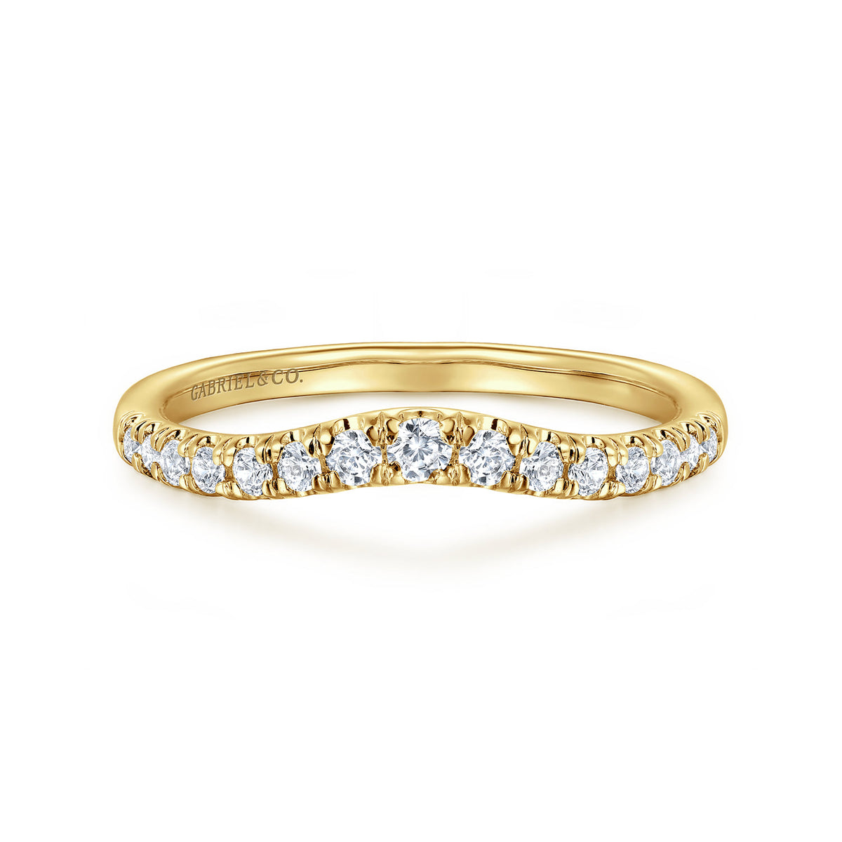 Curved-14K Yellow Gold Diamond Anniversary Band — Gabriel & Co. AN11013Y44JJ