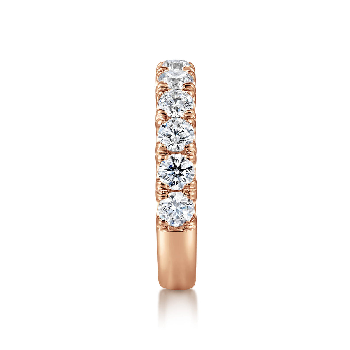 14K Rose Gold 11 Stone French Pave Set Diamond Wedding Band — Gabriel & Co. AN11179K44JJ
