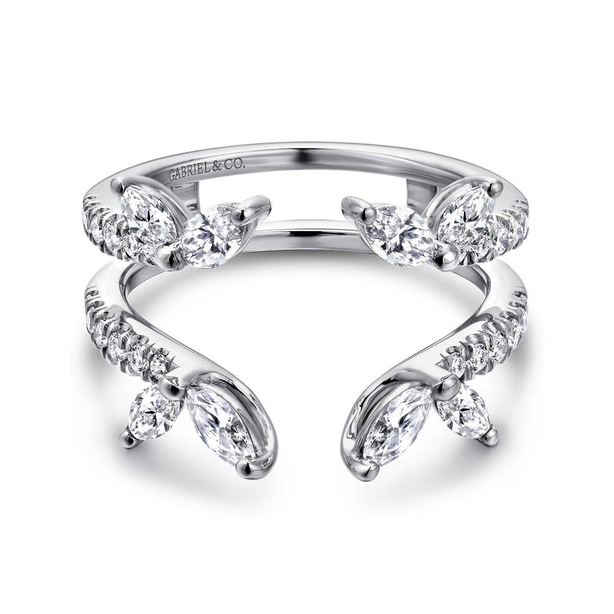 14K White Gold Marquise and Round Diamond Ring Enhancer — Gabriel & Co. AN12548M-W44JJ