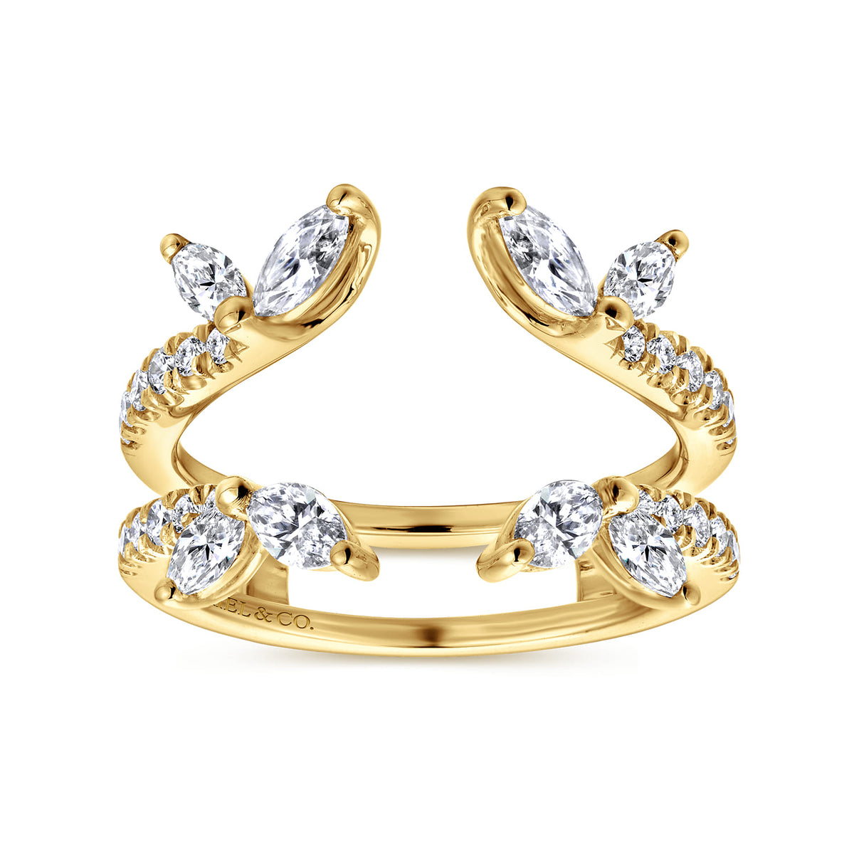 14K Yellow Gold Marquise and Round Diamond Ring Enhancer — Gabriel & Co. AN12548M-Y44JJ