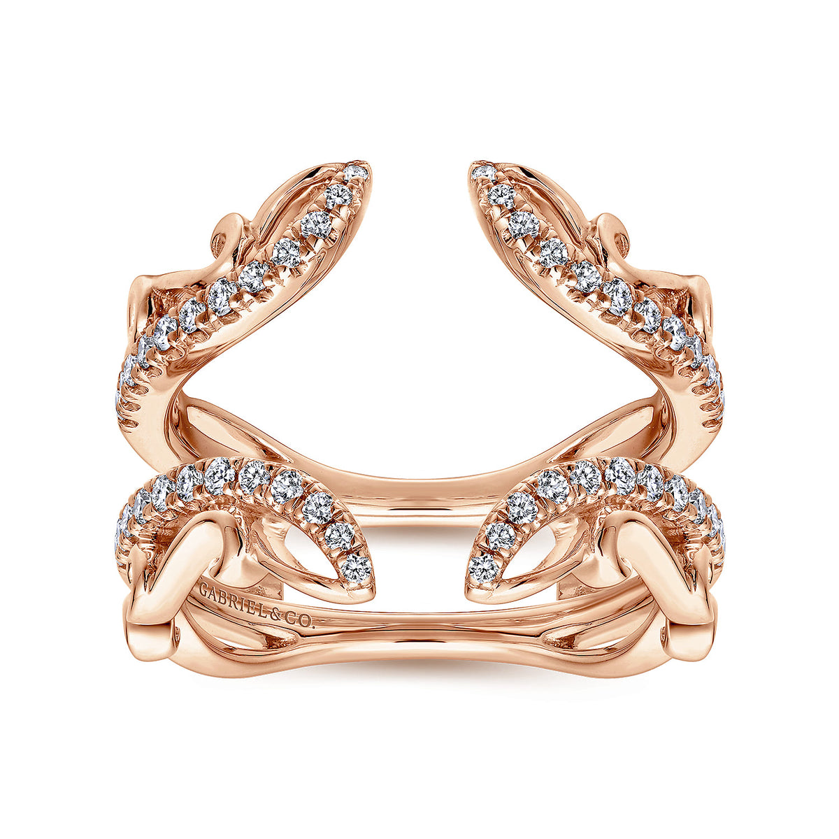 14K Rose Gold French Pave Set Diamond Ring Enhancer — Gabriel & Co. AN12740L-K44JJ
