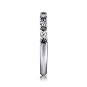 14K White Gold French Pave Black Diamond and Diamond Anniversary Band - 0.50 ct — Gabriel & Co. AN14190W44BD