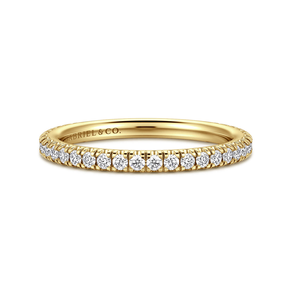14K Yellow Gold French Pavé Diamond Wedding Band — Gabriel & Co. AN14229Y44JJ