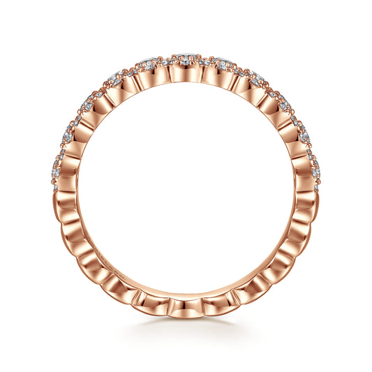 14K Rose Gold Round Diamond Halo Anniversary Band — Gabriel & Co. AN14685K44JJ