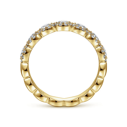 14K Yellow Gold Round Diamond Halo Anniversary Band — Gabriel & Co. AN14686Y44JJ