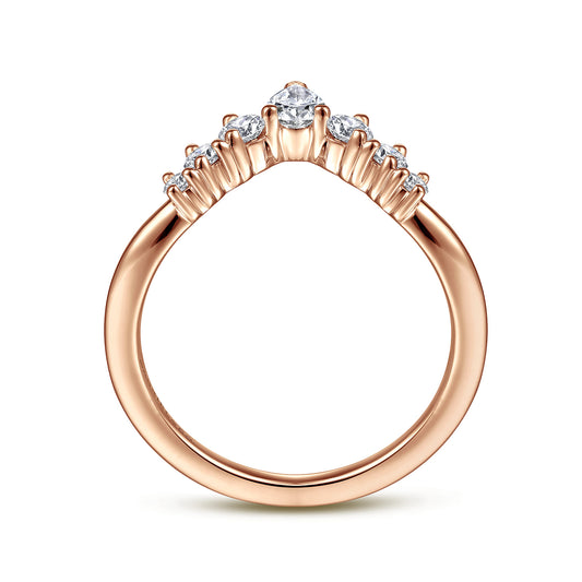 14K Rose Gold Curved Pear Shape and Round Diamond Anniversary Band — Gabriel & Co. AN15303K44JJ
