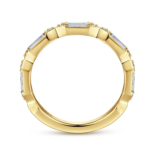 14K Yellow Gold Bar Set Baguette and Round Diamond Anniversary Band — Gabriel & Co. AN15555Y44JJ