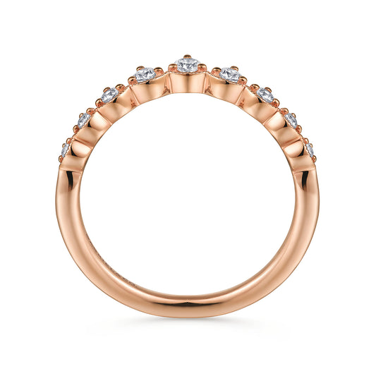 Vintage Inspired 14K Rose Gold Curved Diamond Anniversary Band — Gabriel & Co. AN15560K44JJ