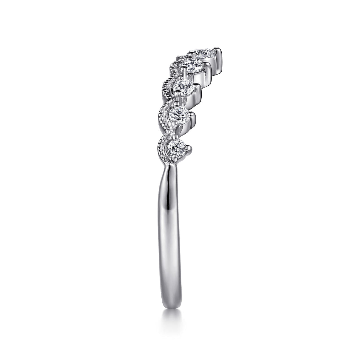 Vintage Inspired 14K White Gold Curved Diamond Anniversary Band — Gabriel & Co. AN15560W44JJ