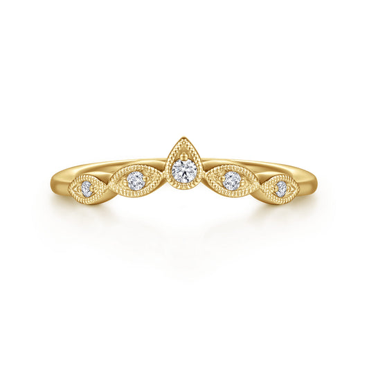 Vintage Inspired 14K Yellow Gold Curved Diamond Anniversary Band — Gabriel & Co. AN15566Y44JJ