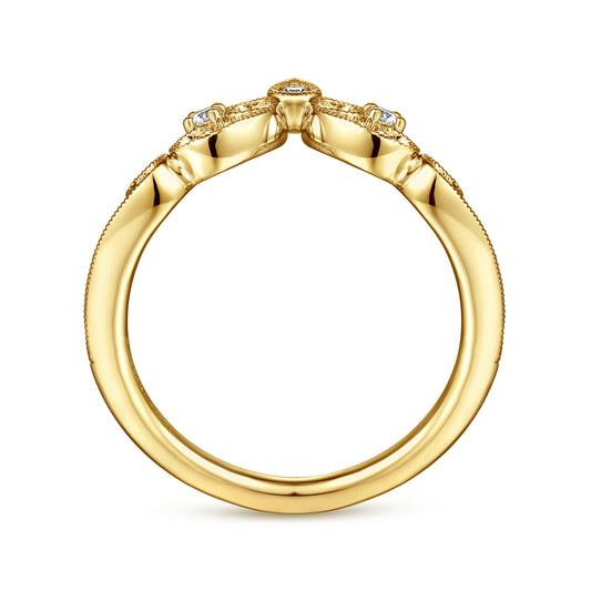 14K Yellow Gold Curved Filigree Diamond Ring — Gabriel & Co. AN15567Y44JJ