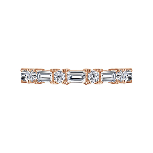 14K Rose Gold Baguette and Round Diamond Anniversary Band — Gabriel & Co. AN15578K44JJ