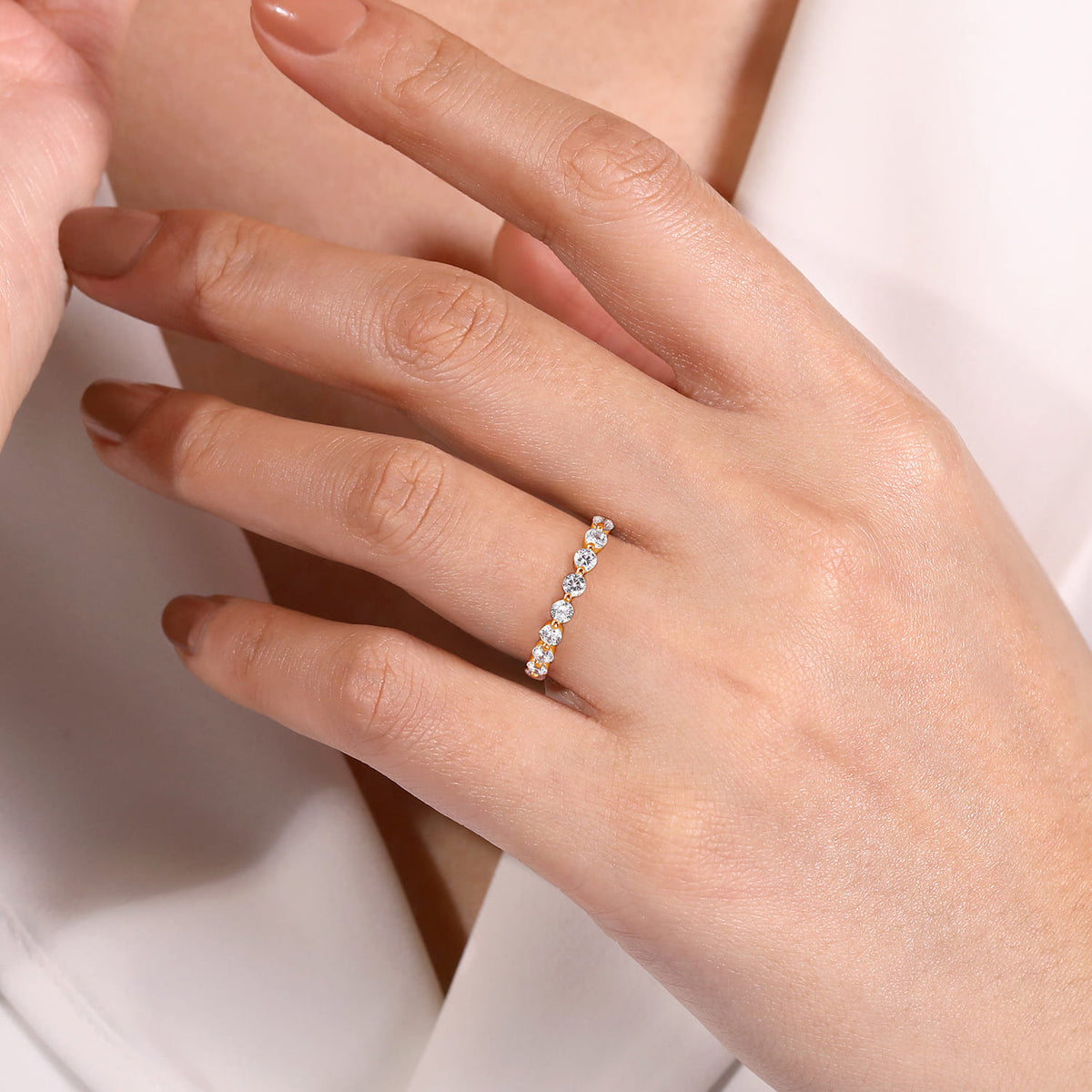 14K Rose Gold Single Prong Diamond Anniversary Band — Gabriel & Co. AN15748K44JJ