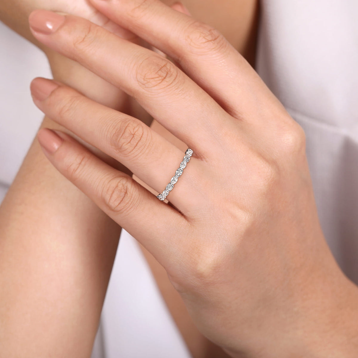 Platinum Marquise and Round Diamond Anniversary Band — Gabriel & Co. AN15974PT4JJ