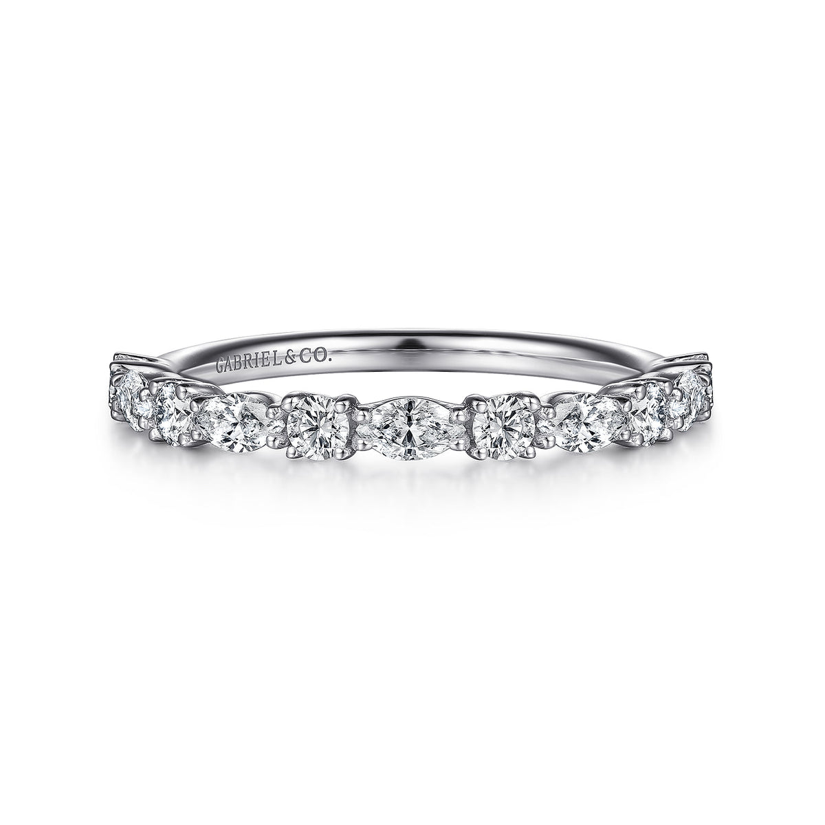 14K White Gold Marquise and Round Diamond Anniversary Band — Gabriel & Co. AN15974W44JJ