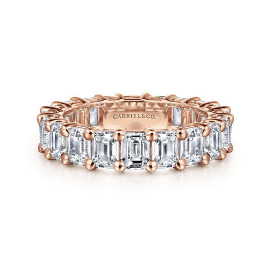 14K Rose Gold Shared Prong Emerald Cut Diamond Eternity Band — Gabriel & Co. AN16149-6K43JJ