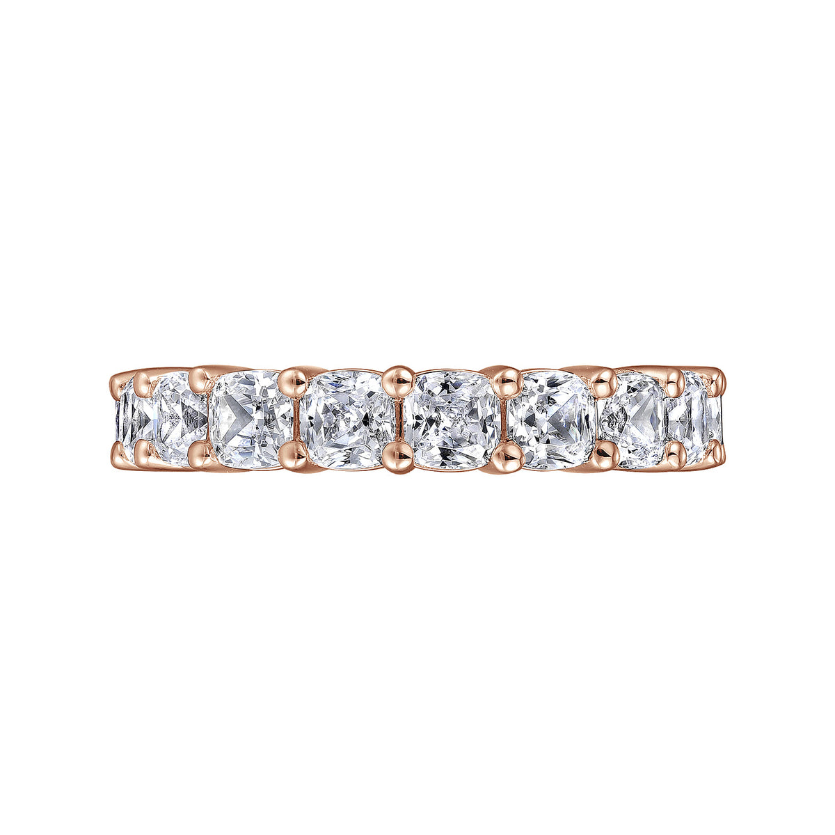 14K Rose Gold Cushion Cut Shared Prong Diamond Eternity Band — Gabriel & Co. AN16384-6K44JJ