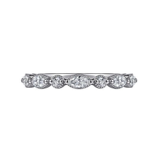 14K White Gold Marquise and Round Vintage Inspire Diamond Anniversary Band — Gabriel & Co. AN16459W44JJ