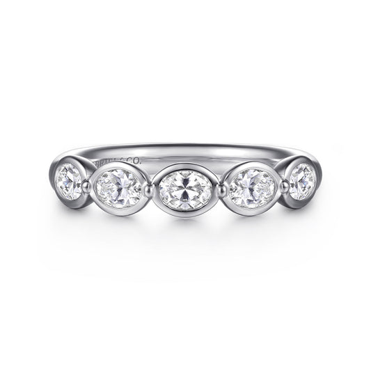 14K White Gold Bezel Oval 5 Stone Diamond Anniversary Band — Gabriel & Co. AN16653W44JJ