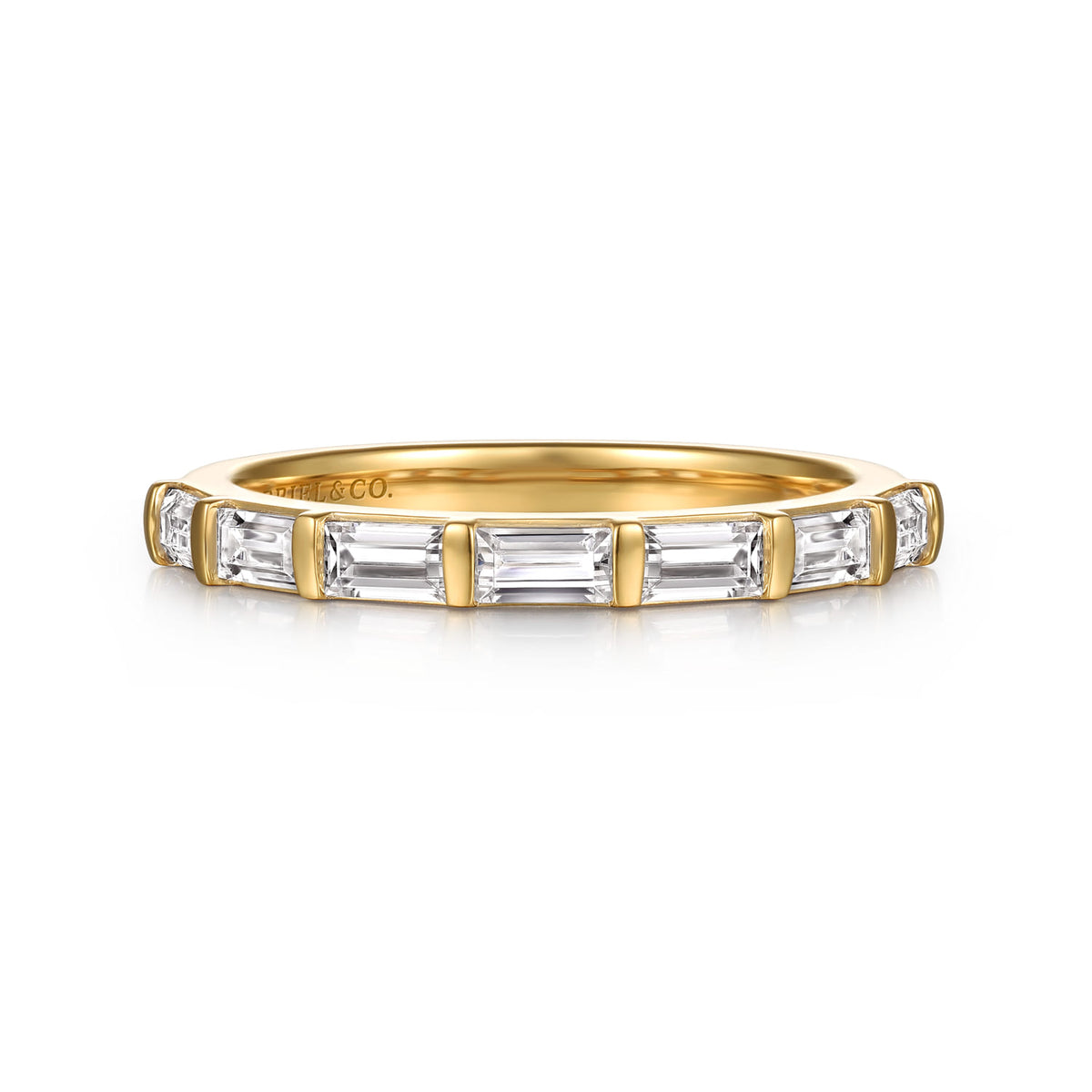 14K Yellow Gold Bar Set Diamond Baguette 7 Stone Anniversary Band — Gabriel & Co. AN16661Y43JJ