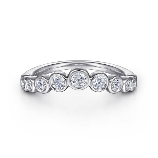 14K White Gold Bezel 11 Stone Diamond Anniversary Band — Gabriel & Co. AN16731W44JJ