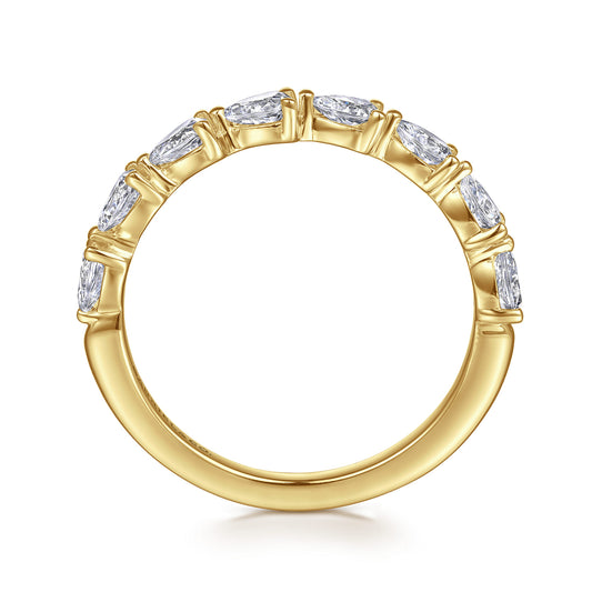14K Yellow Gold East West Prong Set Pear Shape Diamond Anniversary Band — Gabriel & Co. AN16733Y44JJ