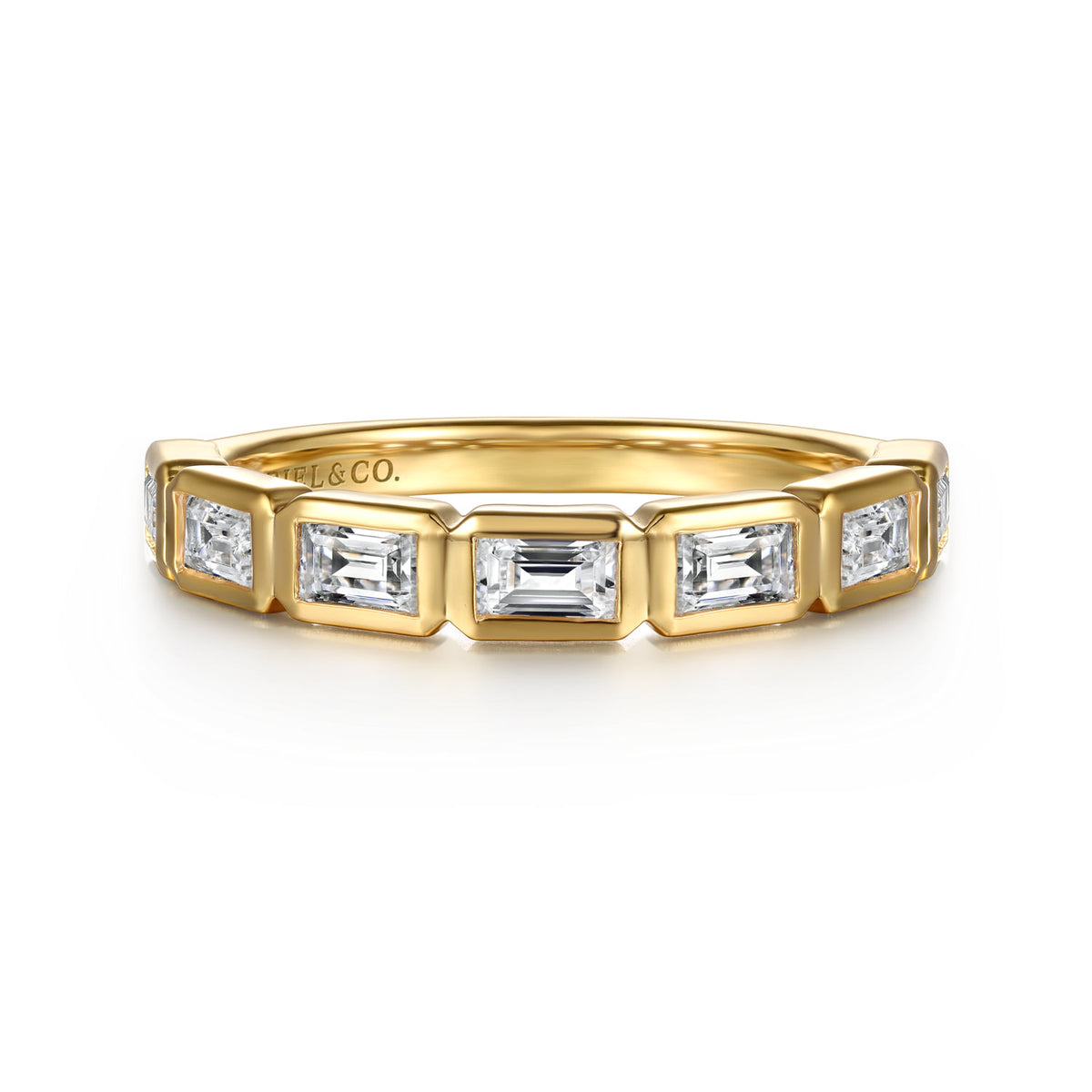 14K Yellow Gold Bezel Baguette Diamond Anniversary Band — Gabriel & Co. AN16742Y43JJ