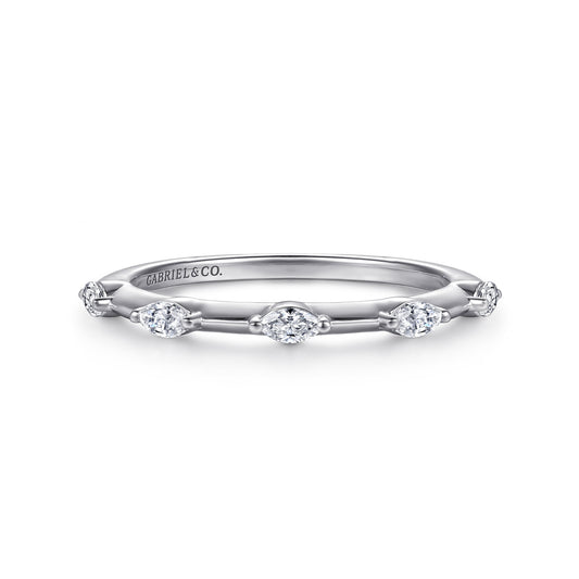 14K White Gold Marquise Station Diamond Anniversary Band — Gabriel & Co. AN16801W43JJ