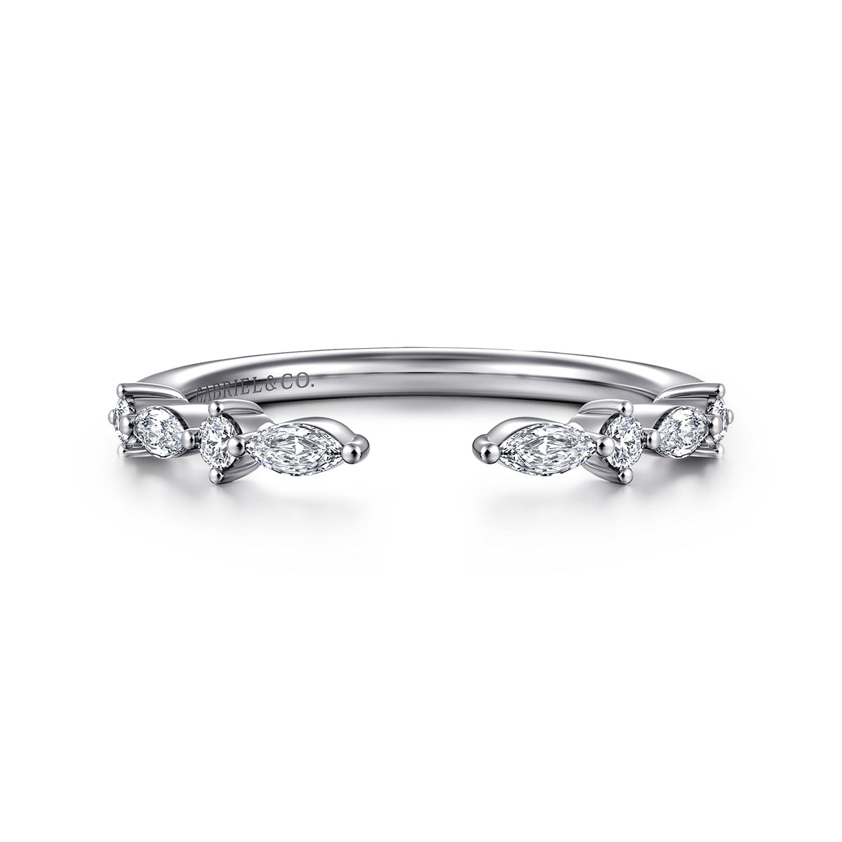 14K White Gold Marquise and Round Open Diamond Anniversary Band — Gabriel & Co. AN16804W44JJ