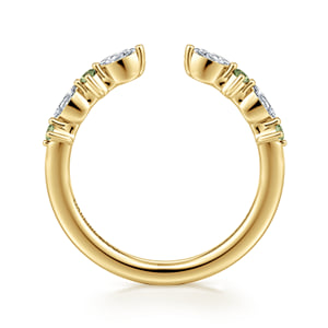 14K Yellow Gold Marquise and Round Open Green Sapphire and Diamond Anniversary Band - 0.18 ct — Gabriel & Co. AN16804Y43GS