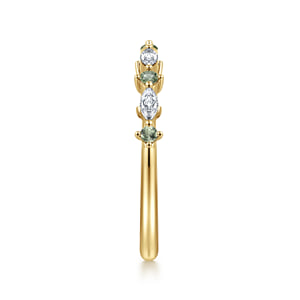 14K Yellow Gold Marquise and Round Open Green Sapphire and Diamond Anniversary Band - 0.18 ct — Gabriel & Co. AN16804Y43GS
