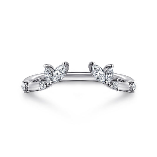 Curved 14K White Gold Marquise and Round Open Diamond Anniversary Band — Gabriel & Co. AN16805W44JJ