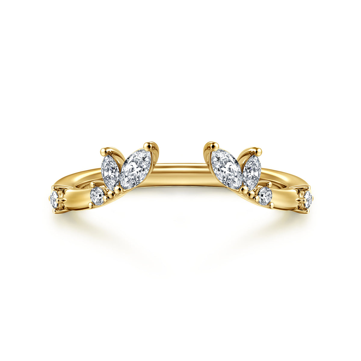 Curved 14K Yellow Gold Marquise and Round Open Diamond Anniversary Band — Gabriel & Co. AN16805Y44JJ