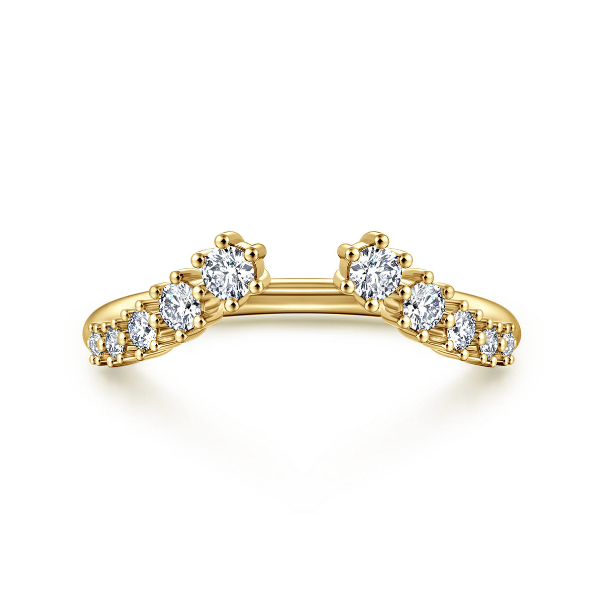 Curved 14K Yellow Gold Open Diamond Anniversary Ring — Gabriel & Co. AN16808Y44JJ