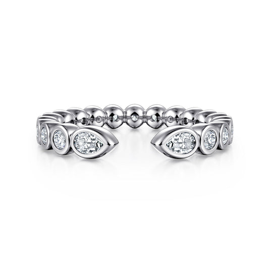 14K White Gold Bezel Set Pear and Round Open Diamond Eternity Band — Gabriel & Co. AN16810-6W44JJ