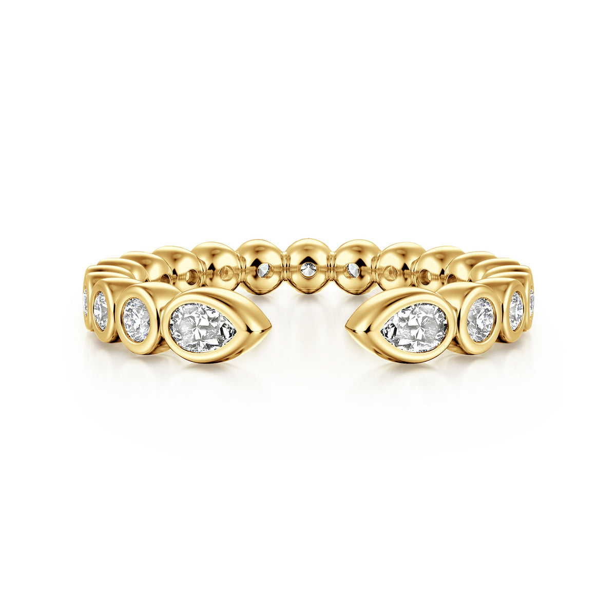 14K Yellow Gold Bezel Set Pear and Round Open Diamond Eternity Band — Gabriel & Co. AN16810-6Y44JJ