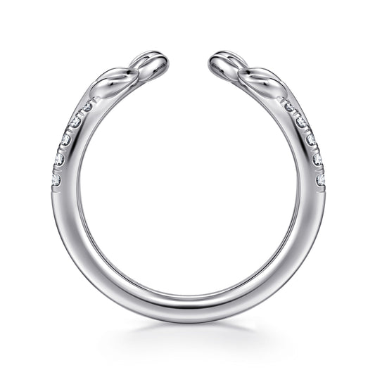 14K White Gold Curved Floral Open Diamond Ring — Gabriel & Co. AN16820W44JJ