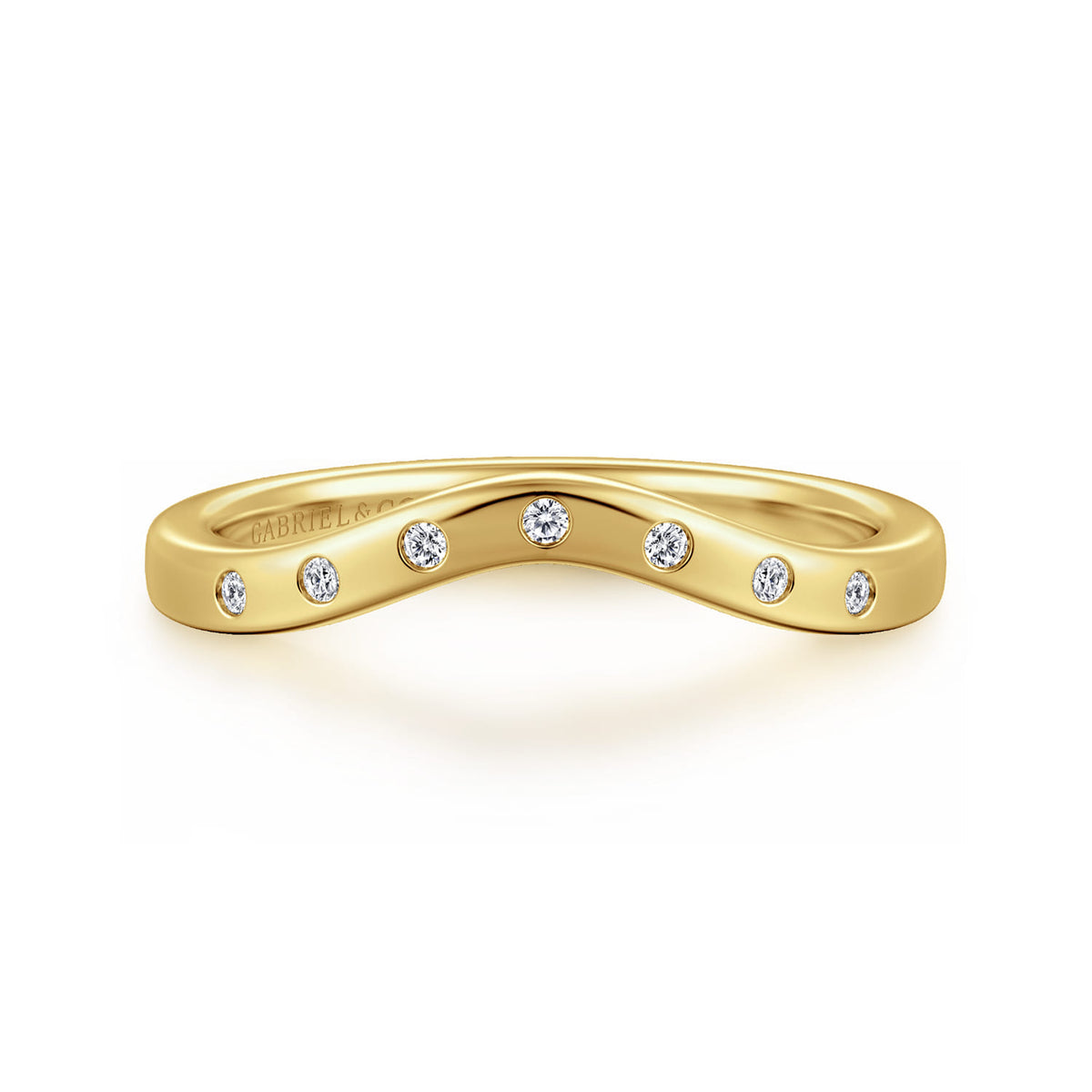 14K Yellow Gold Bezel 7 Stone Diamond Anniversary Band — Gabriel & Co. AN16992Y44JJ