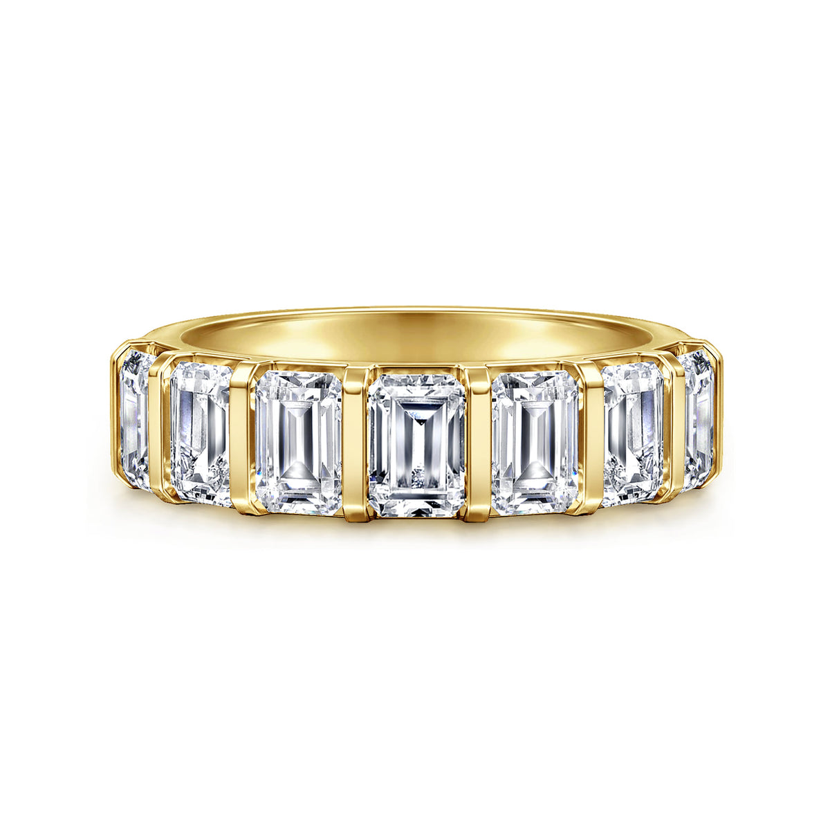 14K Yellow Gold Bar Set Emerald Cut Diamond Anniversary Band — Gabriel & Co. AN17015Y43JJ