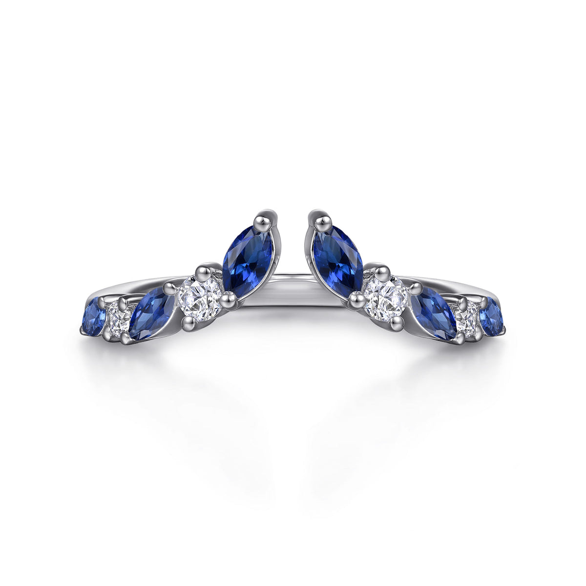 14K White Gold Prong Set Marquise and Round Open Diamond Anniversary Band — Gabriel & Co. AN17082W44SA
