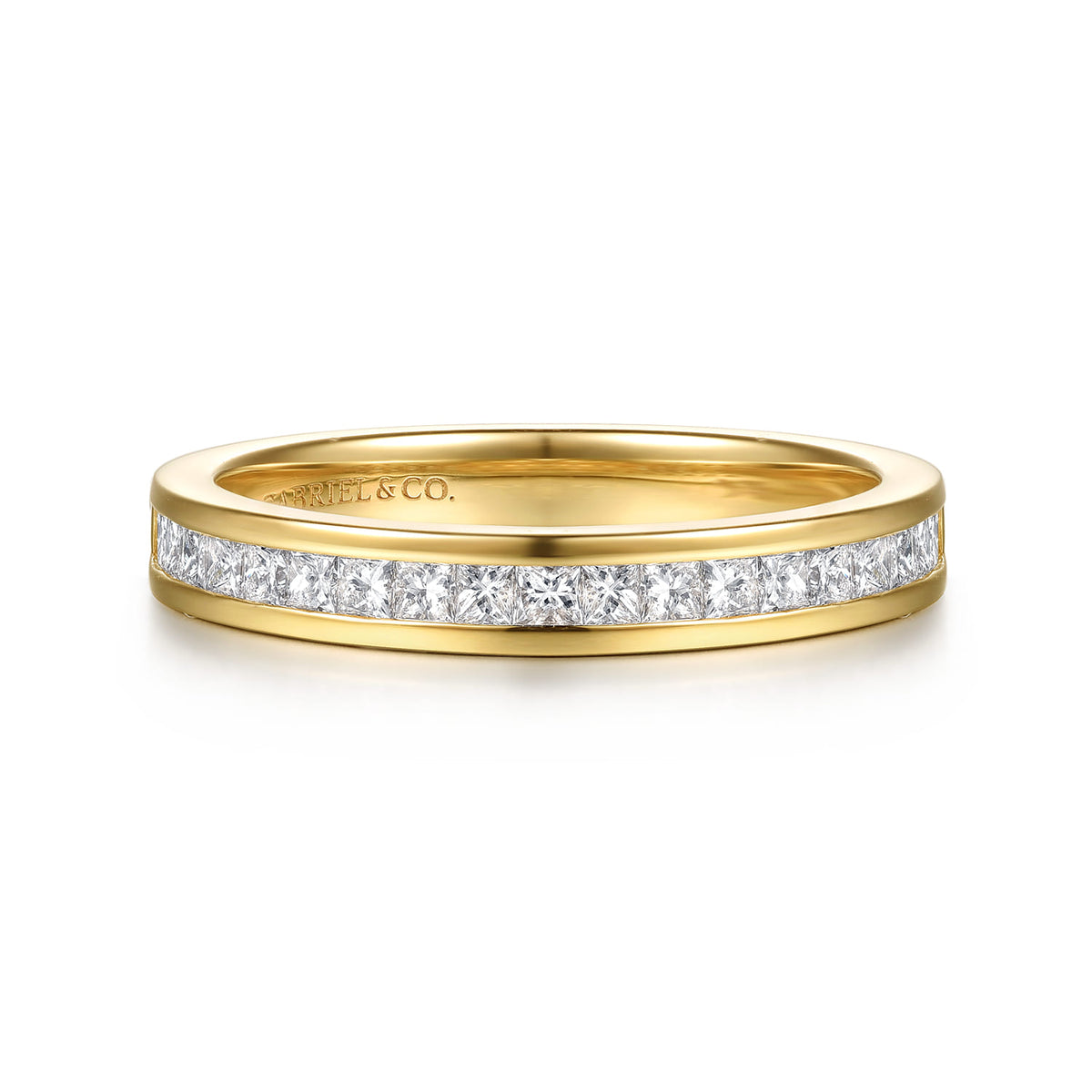 14K Yellow Gold Channel Setting Princess Cut Diamond Wedding Band — Gabriel & Co. AN17118Y44JJ