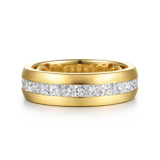 14K Yellow Gold Channel Setting Princess Cut Diamond Anniversary Band — Gabriel & Co. AN17121Y44JJ