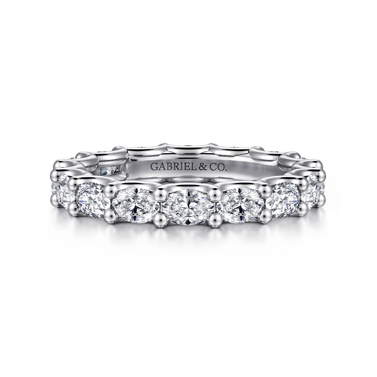 14K White Gold Scallop Setting East West Oval Diamond Eternity Band — Gabriel & Co. AN17149-6W44JJ