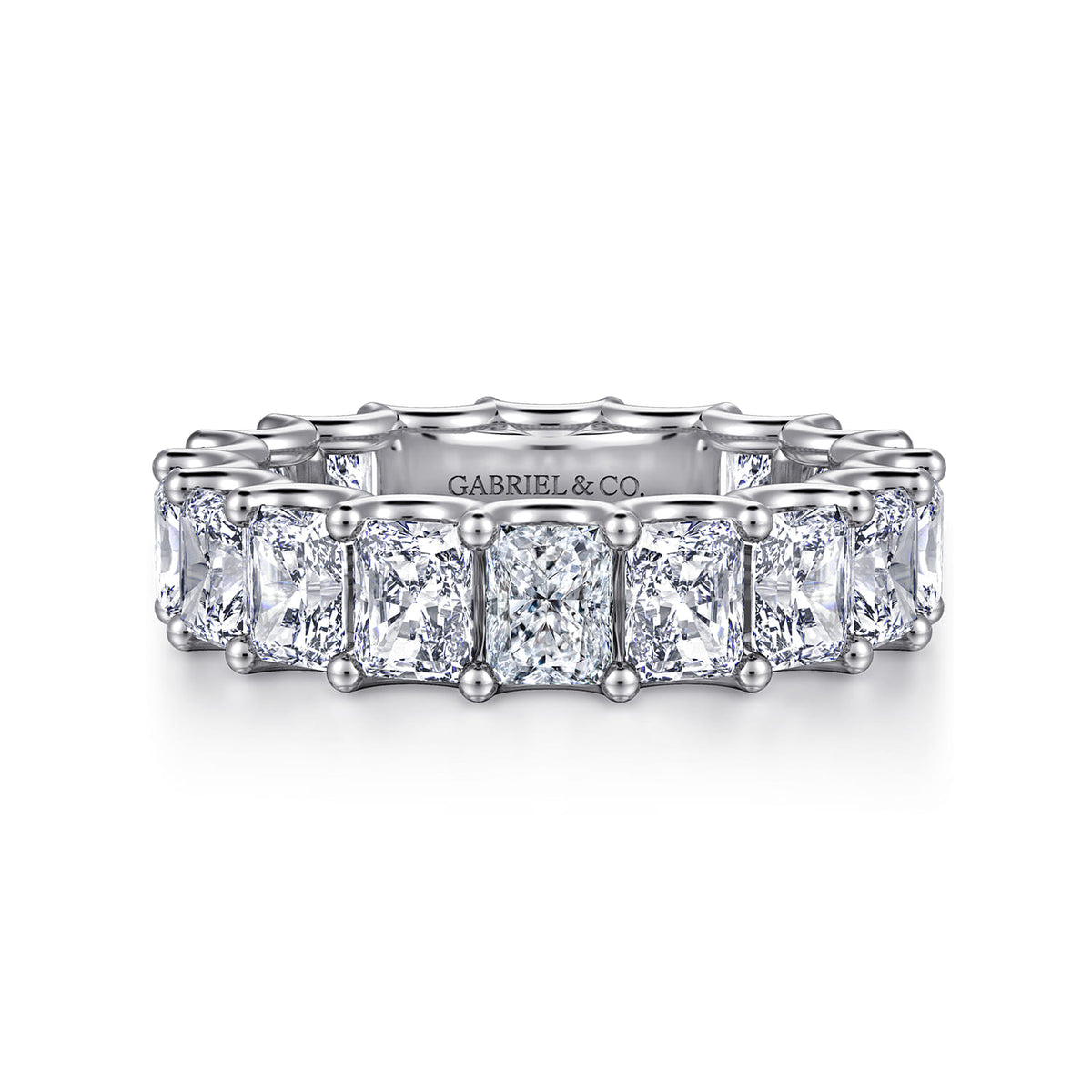 14K White Gold Scallop Setting Radiant Cut Diamond Eternity Band — Gabriel & Co. AN17151-6W43JJ