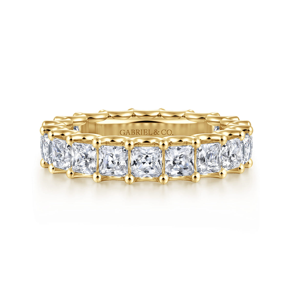 14K Yellow Gold Scallop Setting Princess Cut Diamond Eternity Band — Gabriel & Co. AN17156-6Y44JJ