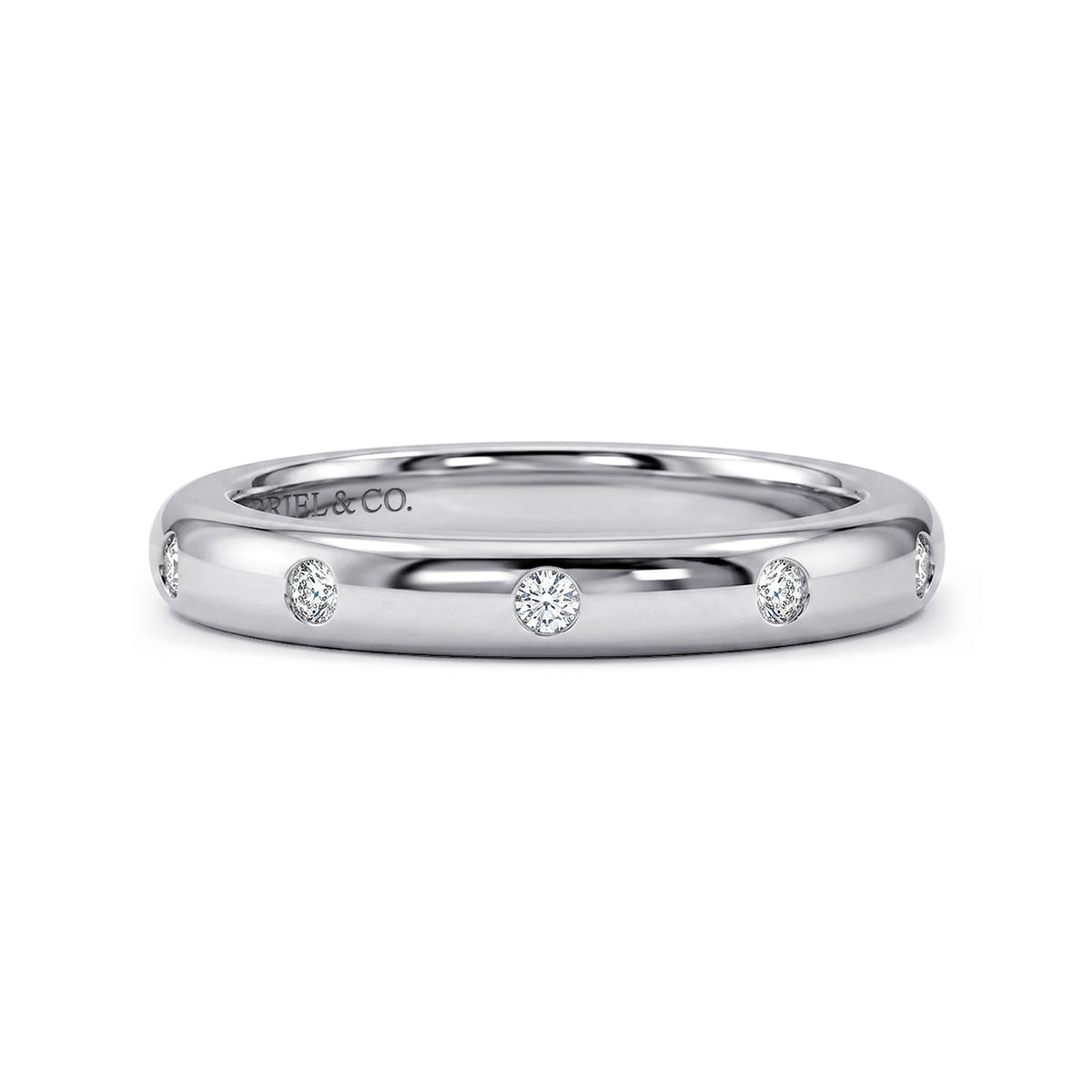 14K White Gold Flush Set 5 Stone Diamond Anniversary Band — Gabriel & Co. AN6006W44JJ