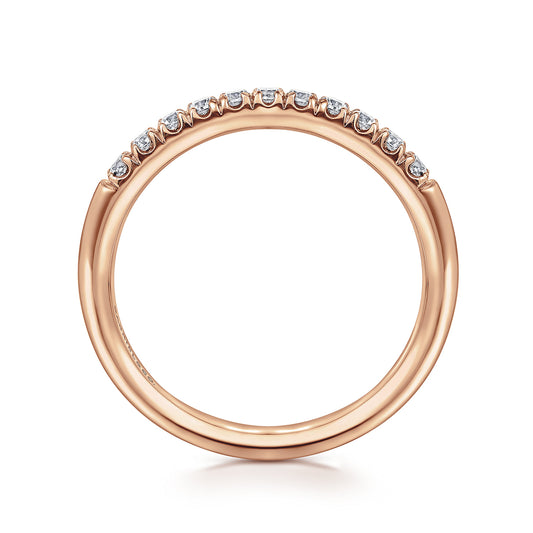 14K Rose Gold 11 Stone French Pave Diamond Wedding Band — Gabriel & Co. AN6071K44JJ
