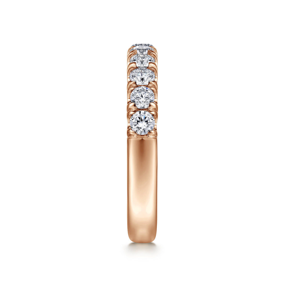 14K Rose Gold 11 Stone French Pave Diamond Wedding Band — Gabriel & Co. AN6073K44JJ