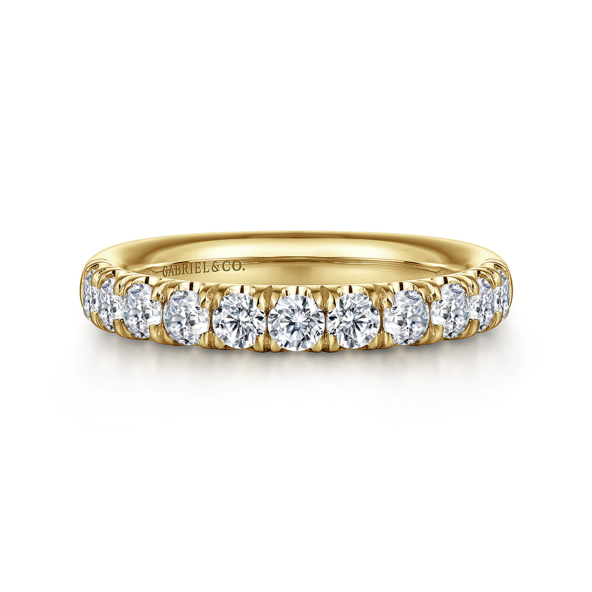 14K Yellow Gold 11 Stone French Pavé Diamond Wedding Band — Gabriel & Co. AN6073Y44JJ